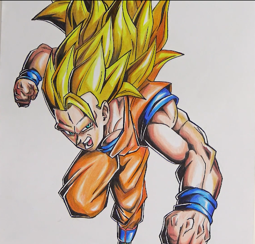 Meu desenho do Goku ssj 4 de lapis